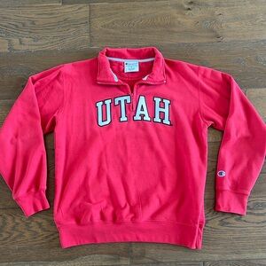 University of Utah RED Champion quarter zip Medium go Utes